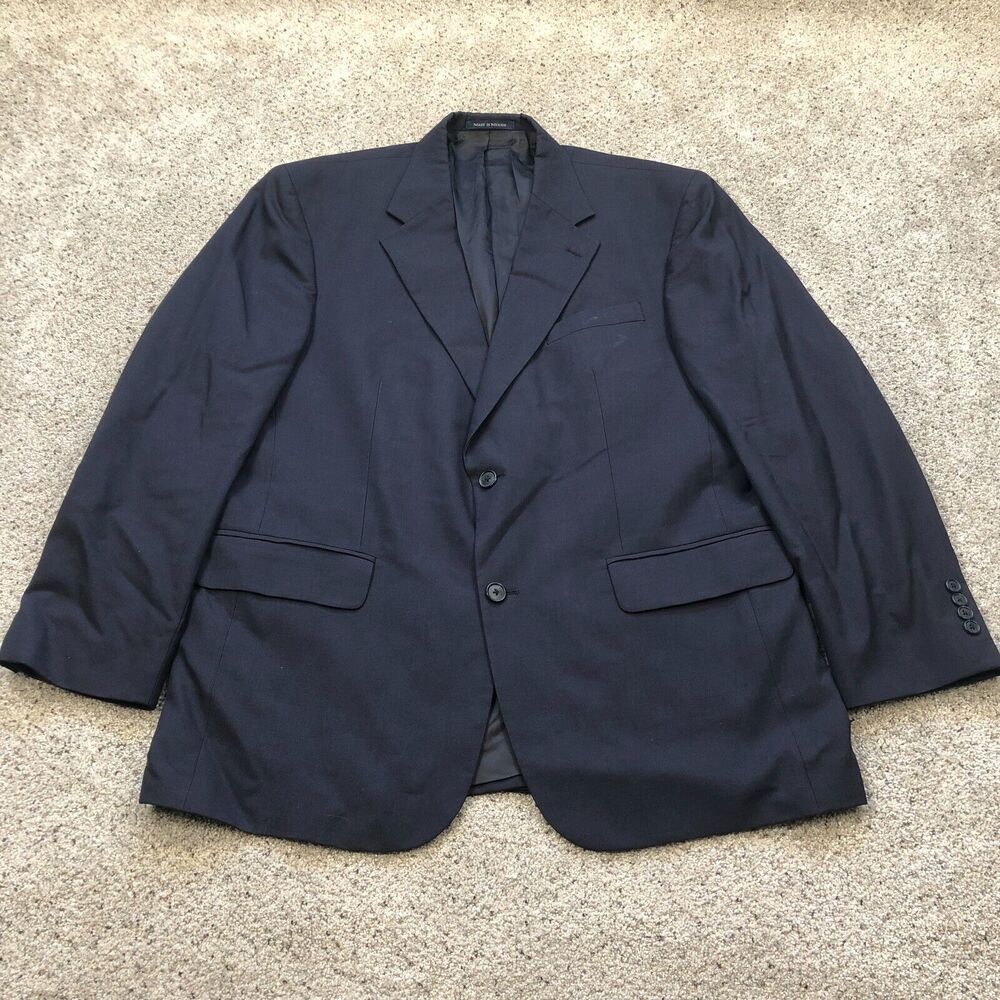 Lands End Jacket Adult 44R Black 100% Wool Blazer Sport Coat Business Casual